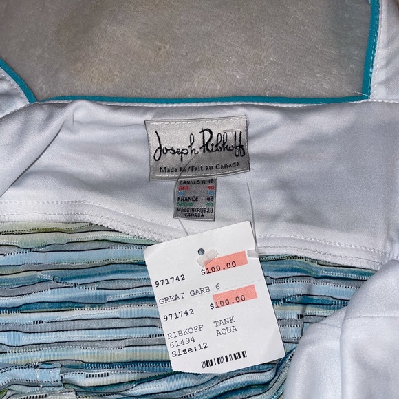 Joseph Ribkoff – Square Neck Tank Top / crop top - aqua - Picture 4 of 4